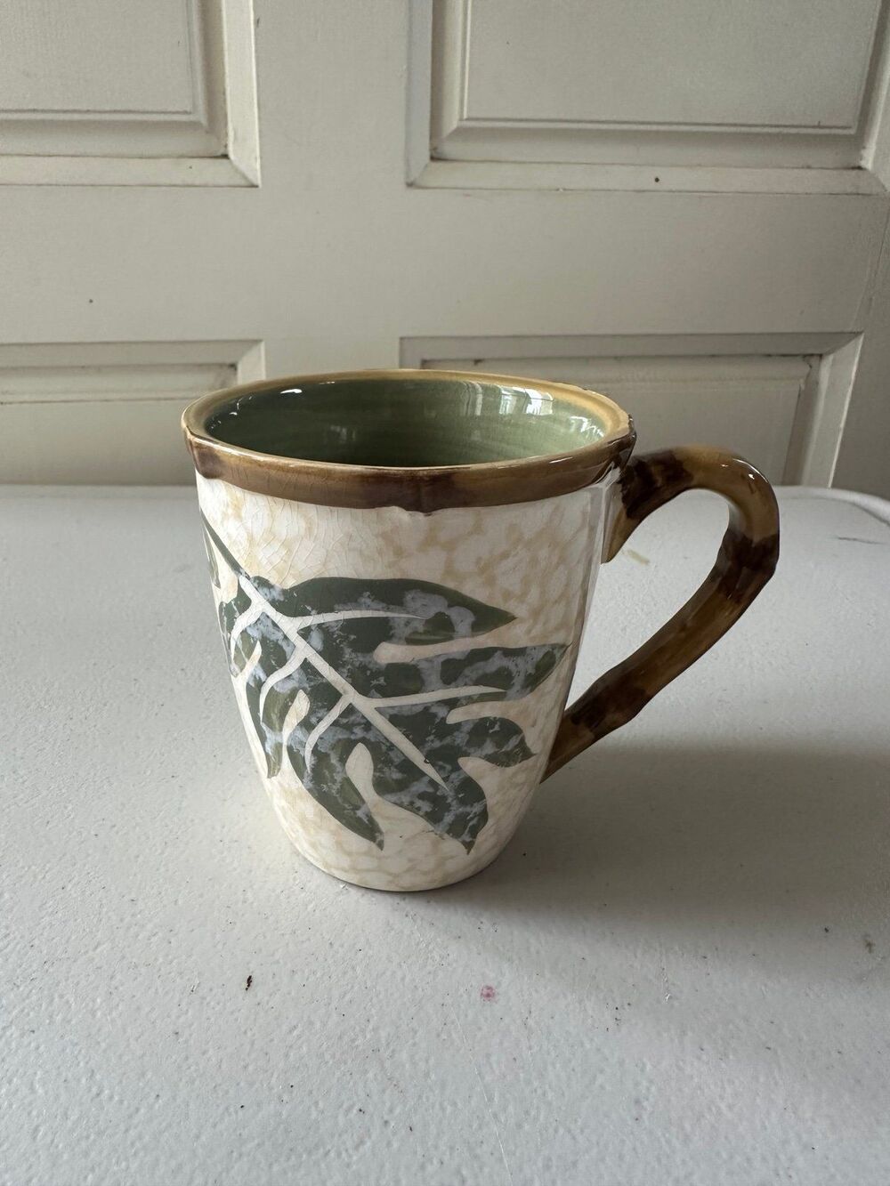 Mokupuni Home Vintage Hawaiian Ulu Breadfruit Bamboo Stoneware Coffee Mug Flaws